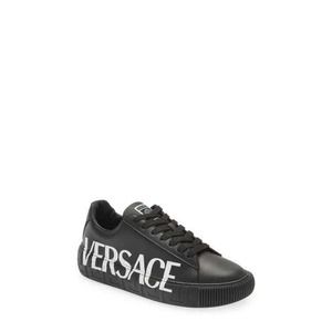 Versace Men's Greca Logo Low Top Sneaker Black White, EUR 47 US 14
